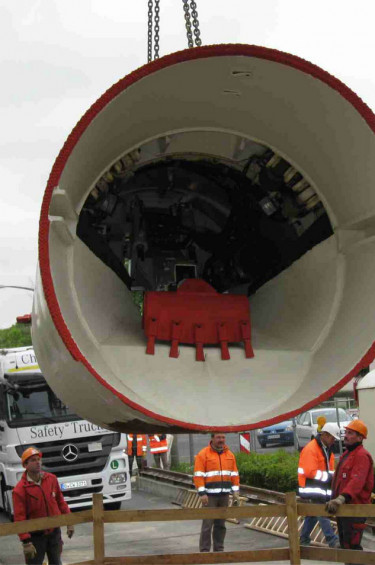 Abladen eines Rohrvortriebskopfes